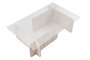 Nordure Mesa de Centro Flavio Mármol Travertino Tapa Cristal Templado Marco Melamina 105x30x65 cm